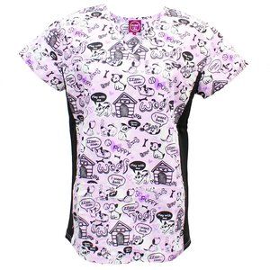 Women's Medical Stretch Uniform Shirt - Purple Puppy Pattern